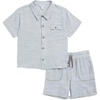image:imageSplendid Boys Boardwalk Linen Short Sleeve Button Down Shirt and Shorts 2piece SetLight Sage Stripe