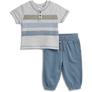image:imageSplendid Baby Boys Short Sleeve Tee Shirt and Jogger Pant 2piece SetLichen Stripe