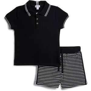image:imageSplendid Boys Bennett Stripe Short Sleeve Polo Shirt and Shorts 2piece SetBlack