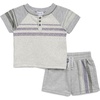 image:imageSplendid Boys Striped Henley Shortsleeve Top and Shorts Bottom SetLite Heather Grey