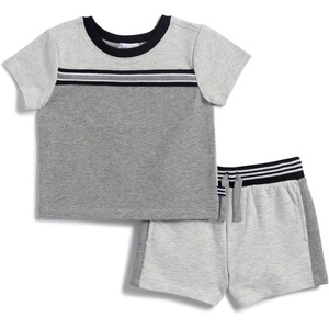 image:imageSplendid Baby Boys Stone Heather Stripe Short Sleeve Tee and Short 2piece SetStone Heather Grey