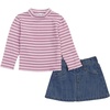 image:imageSplendid Girls Short Sleeve Top and Skirt 2piece SetDenim Berry Stripe