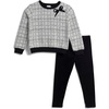 image:imageSplendid Girls Tweed Bow Sweatshirt SetBlack Plaid