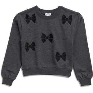 image:imageSplendid Girls Lacy Bow SweatshirtHeather Charcoal