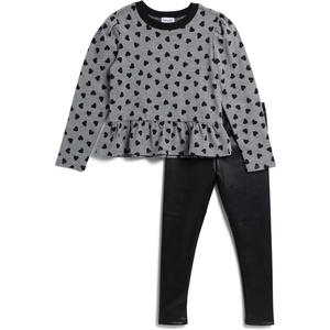 image:imageSplendid Girls Mini Heart Flounce Long Sleeve SetHeather Grey
