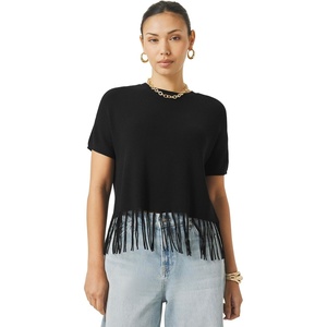 image:imageSplendid Womens x Cellajaneblog Short Sleeve Fringe SweaterBlack