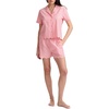 image:imageSplendid Womens Short Sleeve Notch Top and Boxer Short Pajama SetQuarter Stripe Georgia Peach