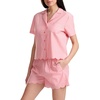image:imageSplendid Womens Short Sleeve Notch Top and Boxer Short Pajama SetQuarter Stripe Georgia Peach