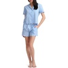 image:imageSplendid Womens Short Sleeve Notch Top and Boxer Short Pajama SetQuarter Stripe Hydrangea