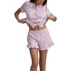 image:imageSplendid Womens Short Sleeve Notch Top and Boxer Short Pajama SetSweet Taffy Star