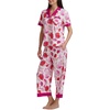 image:imageSplendid Womens Short Sleeve Notch Top and Cropped Pant Pajama SetBright Pop Floral