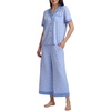 image:imageSplendid Womens Short Sleeve Notch Top and Cropped Pant Pajama SetDaisy Geo