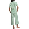 image:imageSplendid Womens Short Sleeve Notch Top and Cropped Pant Pajama SetFog Green Stripe