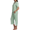 image:imageSplendid Womens Short Sleeve Notch Top and Cropped Pant Pajama SetFog Green Stripe