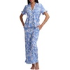 image:imageSplendid Womens Short Sleeve Notch Top and Cropped Pant Pajama SetHydrangea Floral