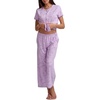 image:imageSplendid Womens Short Sleeve Notch Top and Cropped Pant Pajama SetLavender Bloom