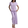 image:imageSplendid Womens Short Sleeve Notch Top and Cropped Pant Pajama SetLavender Bloom