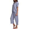 image:imageSplendid Womens Short Sleeve Notch Top and Cropped Pant Pajama SetMerlin Stripe