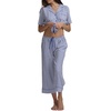 image:imageSplendid Womens Short Sleeve Notch Top and Cropped Pant Pajama SetMerlin Stripe