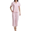 image:imageSplendid Womens Short Sleeve Notch Top and Cropped Pant Pajama SetStrabs and Stripes