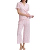 image:imageSplendid Womens Short Sleeve Notch Top and Cropped Pant Pajama SetStrabs and Stripes