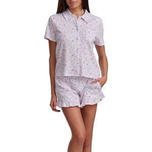 image:imageSplendid Womens Short Sleeve Notch Top and Boxer Short Pajama SetSweet Blossom