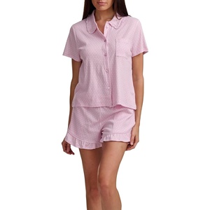 image:imageSplendid Womens Short Sleeve Notch Top and Boxer Short Pajama SetSweet Taffy Star