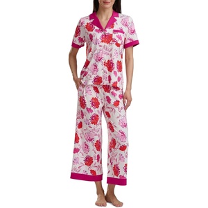 image:imageSplendid Womens Short Sleeve Notch Top and Cropped Pant Pajama SetBright Pop Floral