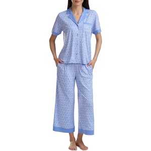 image:imageSplendid Womens Short Sleeve Notch Top and Cropped Pant Pajama SetDaisy Geo
