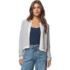 image:imageSplendid Womens Amber Stripe Crop CardiganPale Oak HeatherIce Navy