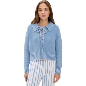 image:imageSplendid Womens Roxie Lace Up SweaterSteel Blue Marl