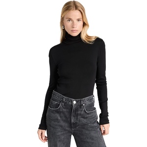 image:imageSplendid Womens 1x1 Rib Classic Long Sleeve Turtleneck TopBlack