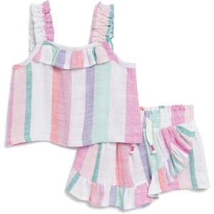 image:imageSplendid Baby Girls Cotton Candy Ruffle Sleevelesstank Top and Skort 2piece SetPainterly Stripe