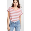 image:imageSplendid Zoe Short Sleeve Cotton Modal Slub Crew NeckSky Carmine Stripe