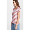 image:imageSplendid Zoe Short Sleeve Cotton Modal Slub Crew NeckSky Carmine Stripe