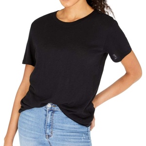 image:imageSplendid Zoe Short Sleeve Cotton Modal Slub Crew NeckBlack