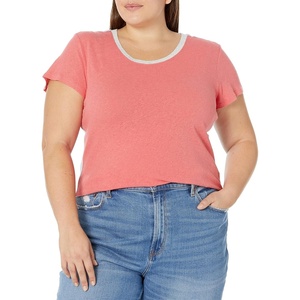 image:imageSplendid Zoe Short Sleeve Cotton Modal Slub Crew NeckCarmine With Sky Blue