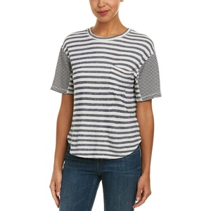 image:imageSplendid Zoe Short Sleeve Cotton Modal Slub Crew NeckStripe Navy