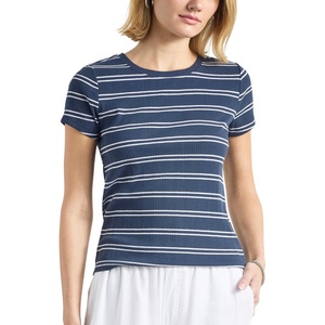 image:imageSplendid Womens Cap Sleeve Knit Tee ShirtNavyWhite