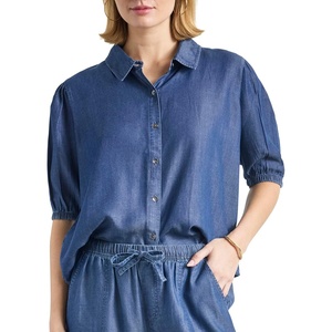 image:imageSplendid Womens Indigo Short Sleeve Woven TopDark Indigo