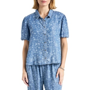 image:imageSplendid Womens Indigo Short Sleeve Woven TopFloral Indigo