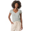 image:imageSplendid Womens Faye 1x1 V Neck TeeSoft Vintage Olive Branch Stripe