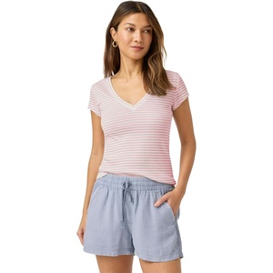 image:imageSplendid Womens Faye 1x1 V Neck TeeFragrent Lilac Stripe