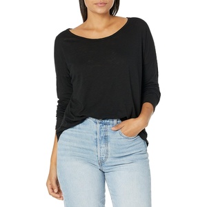 image:imageSplendid Zander Long Sleeve Cotton Modal Slub Easy Crew TeeBlack