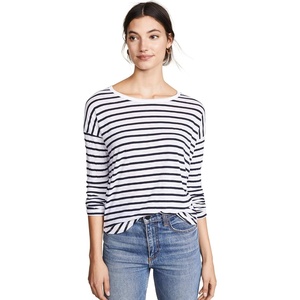 image:imageSplendid Zander Long Sleeve Cotton Modal Slub Easy Crew TeeNavyOffwhite